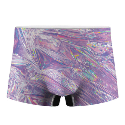 Purple Holographic Print Men's Boxer Briefs