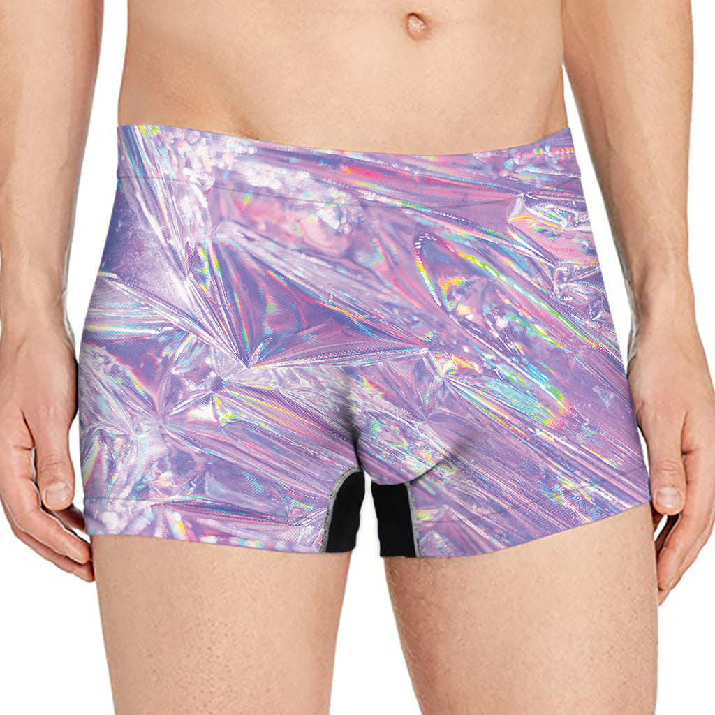 Purple Holographic Print Men's Boxer Briefs