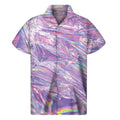 Purple Holographic Print Men's Short Sleeve Shirt