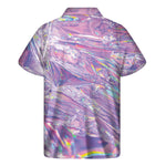 Purple Holographic Print Men's Short Sleeve Shirt