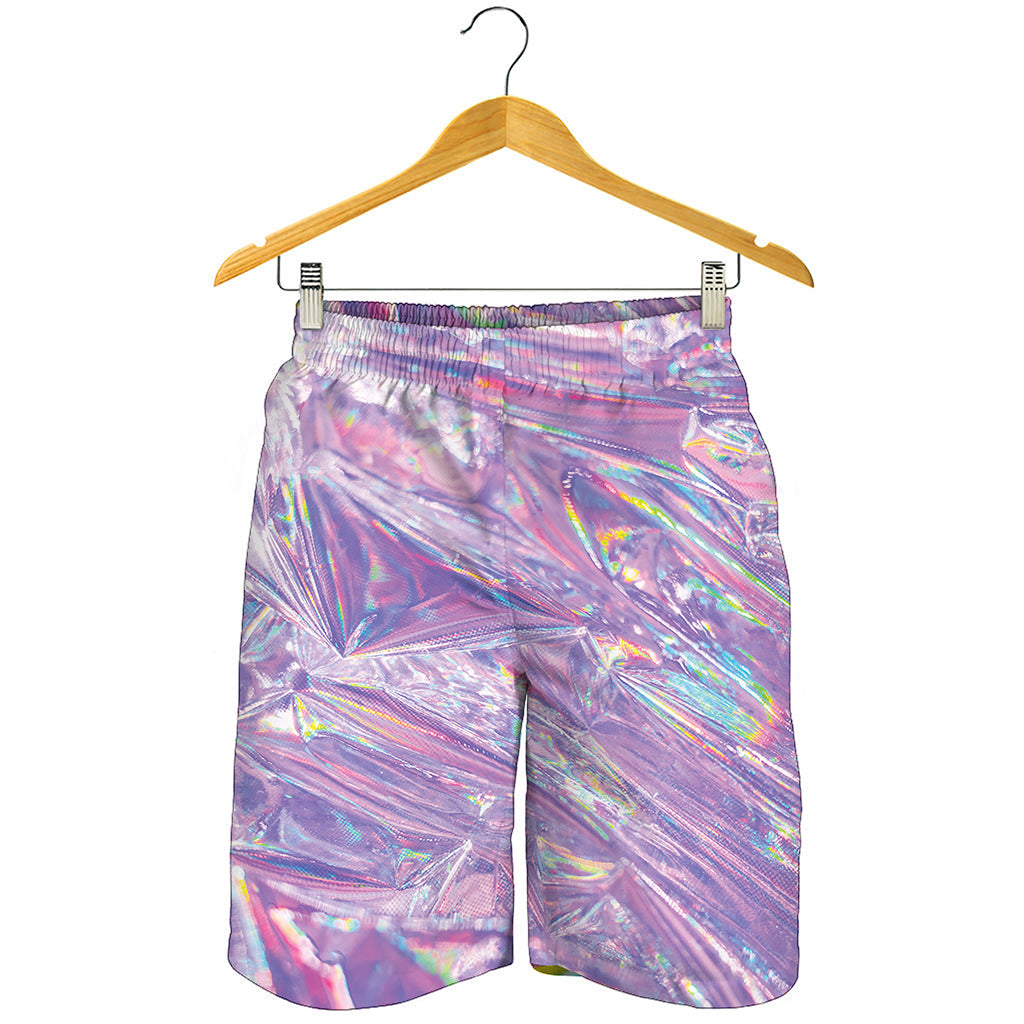 Purple Holographic Print Men's Shorts