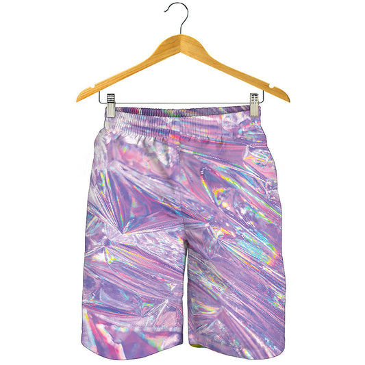 Purple Holographic Print Men's Shorts