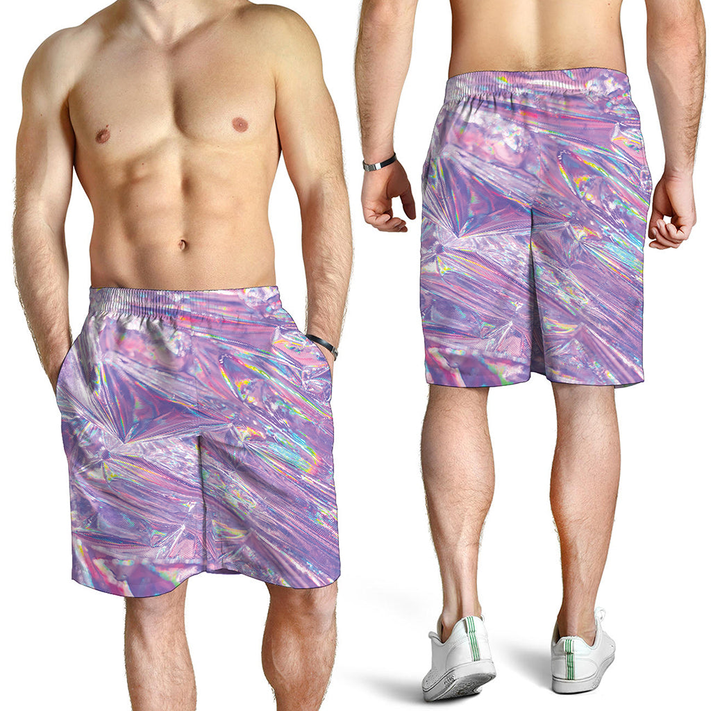 Purple Holographic Print Men's Shorts