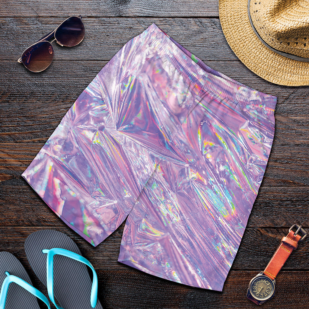 Purple Holographic Print Men's Shorts