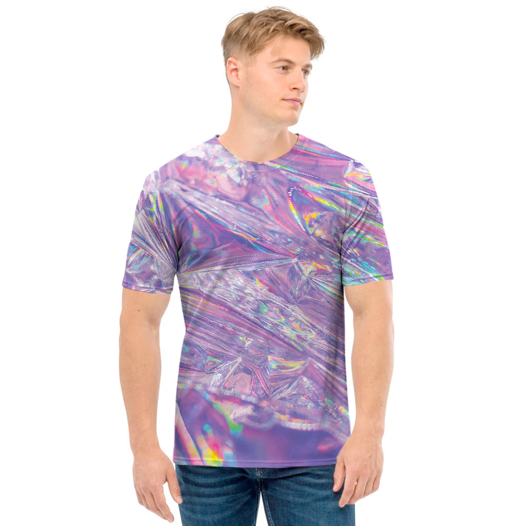 Purple Holographic Print Men's T-Shirt