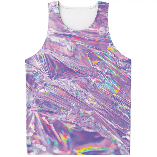 Purple Holographic Print Men's Tank Top