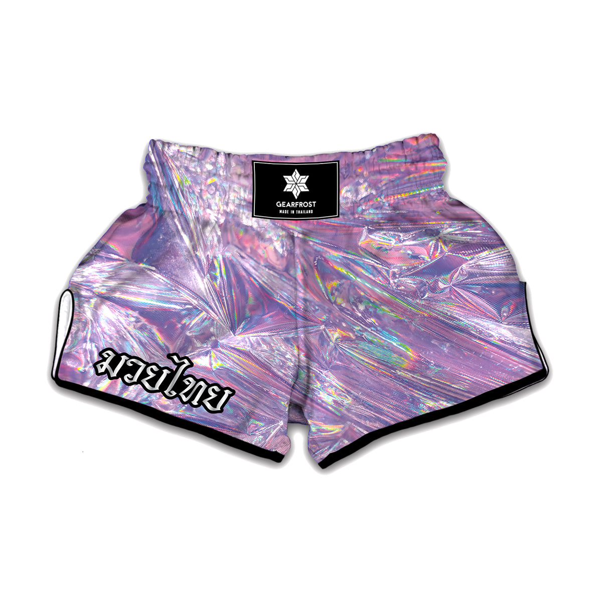 Purple Holographic Print Muay Thai Boxing Shorts