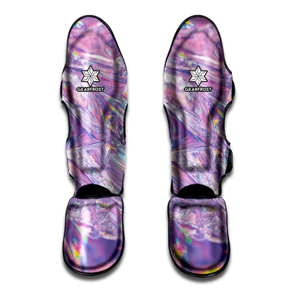 Purple Holographic Print Muay Thai Shin Guard