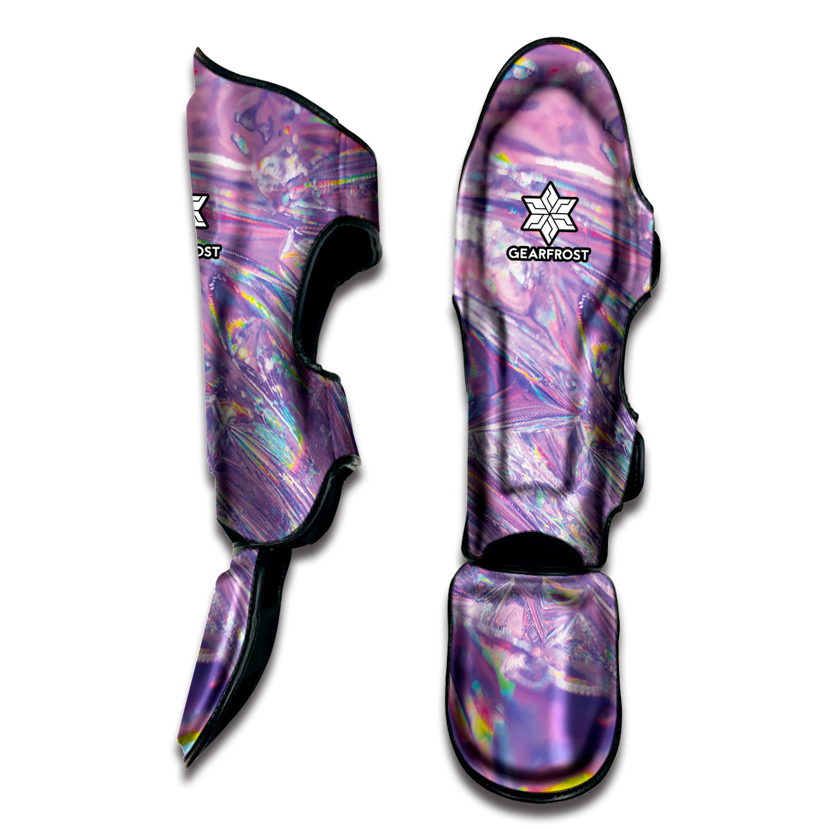 Purple Holographic Print Muay Thai Shin Guard