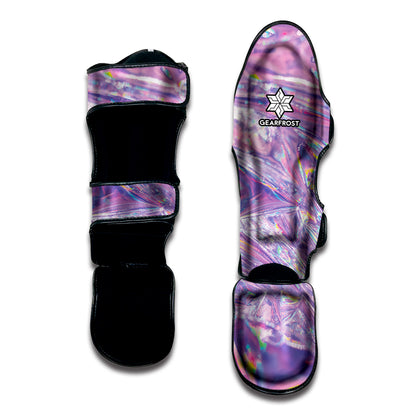 Purple Holographic Print Muay Thai Shin Guard