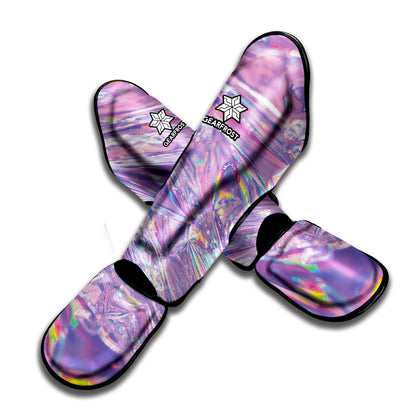 Purple Holographic Print Muay Thai Shin Guard
