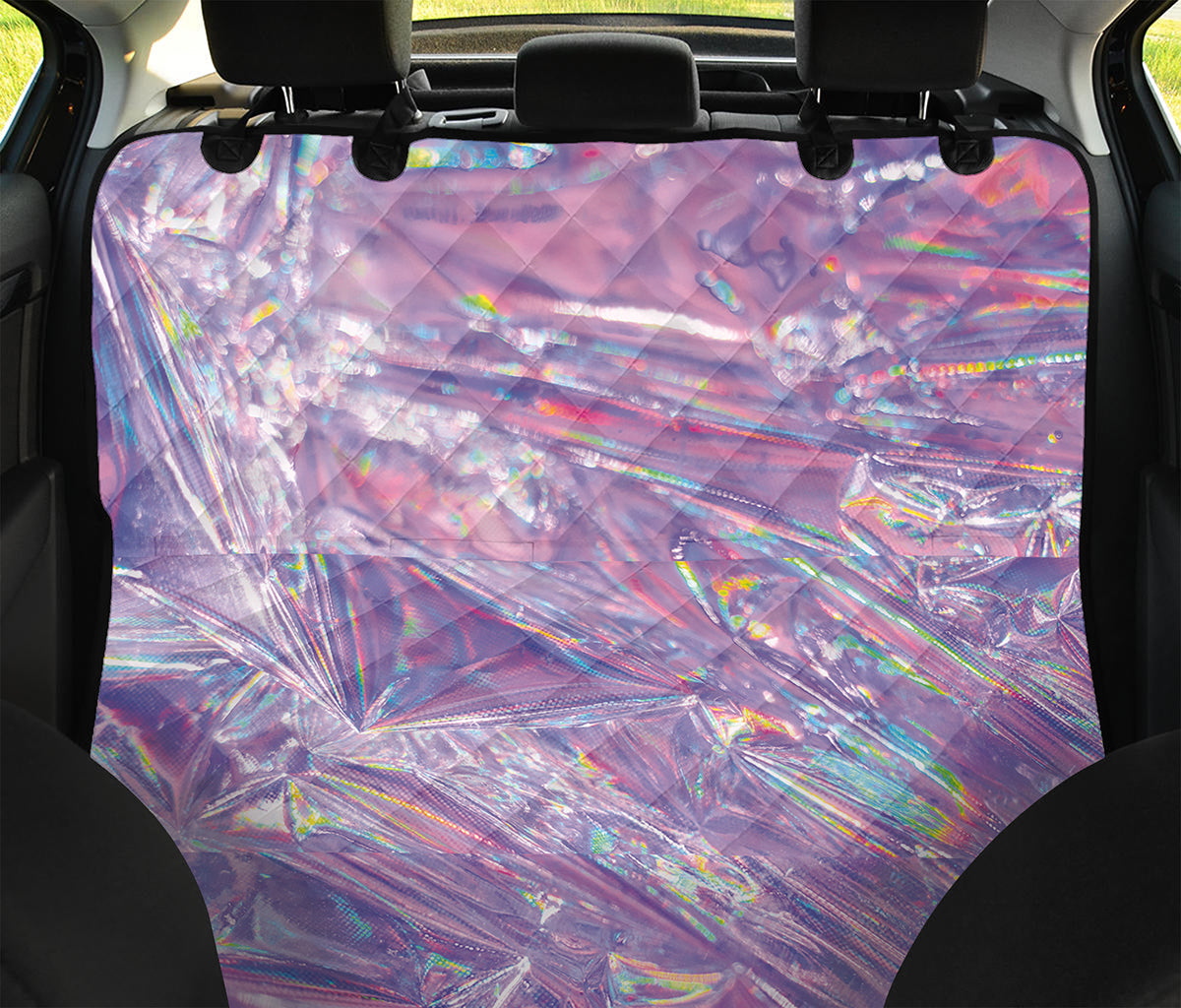 Purple Holographic Print Pet Car Back Seat Cover