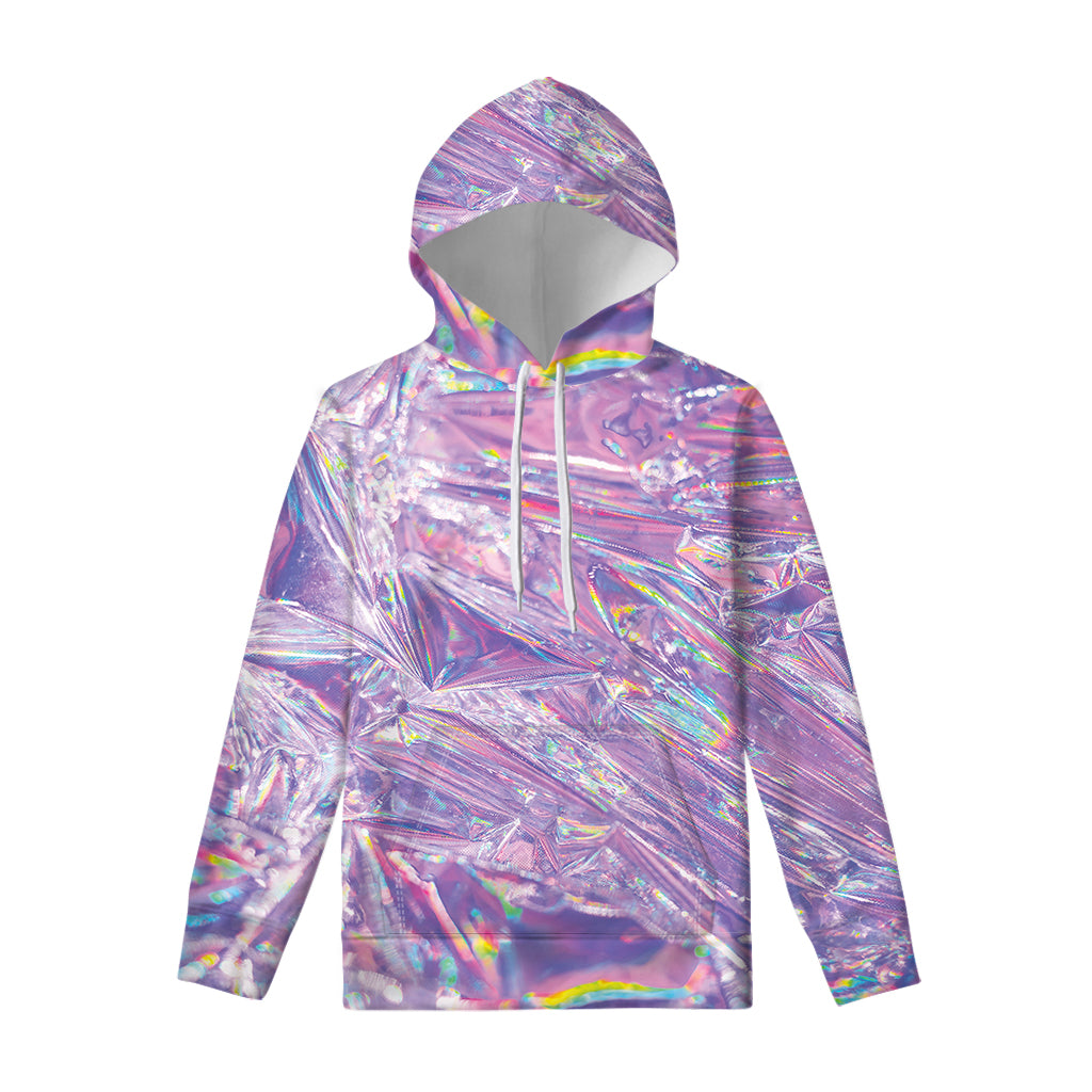 Purple Holographic Print Pullover Hoodie