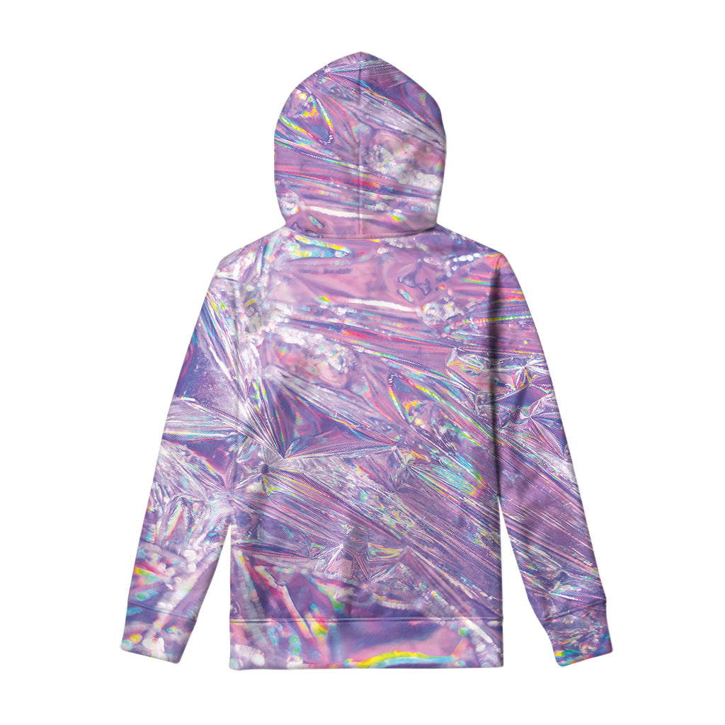 Purple Holographic Print Pullover Hoodie