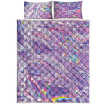 Purple Holographic Print Quilt Bed Set