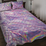 Purple Holographic Print Quilt Bed Set