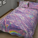 Purple Holographic Print Quilt Bed Set