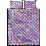 Purple Holographic Print Quilt Bed Set