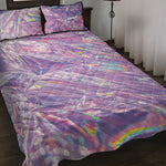 Purple Holographic Print Quilt Bed Set