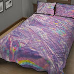 Purple Holographic Print Quilt Bed Set
