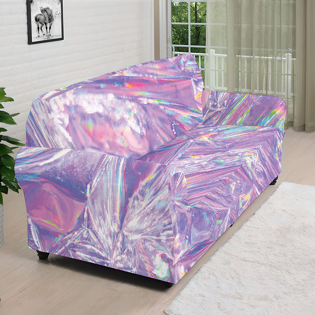 Purple Holographic Print Sofa Cover
