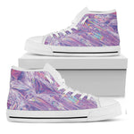 Purple Holographic Print White High Top Shoes