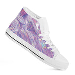 Purple Holographic Print White High Top Shoes