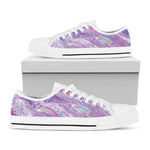 Purple Holographic Print White Low Top Shoes