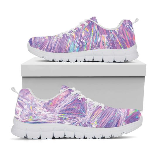 Purple Holographic Print White Sneakers