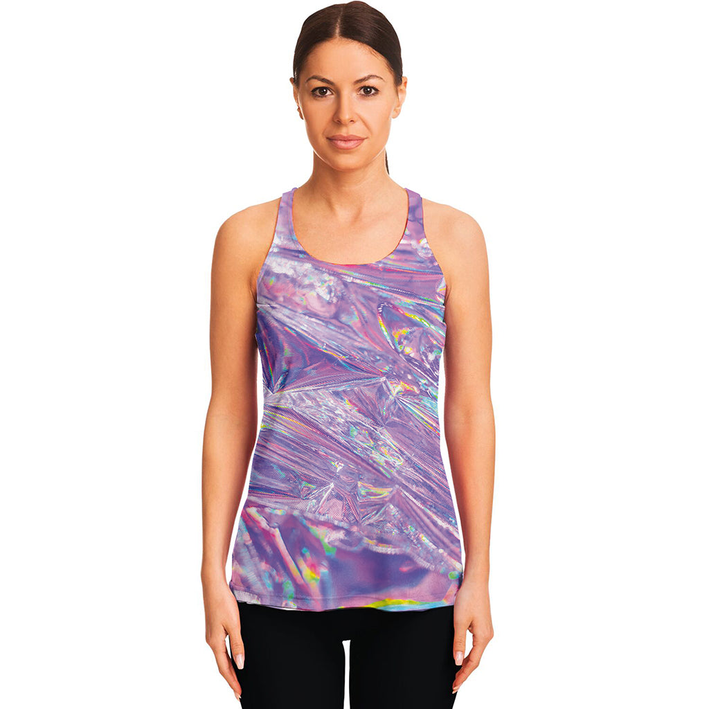Purple Holographic Print Women's Racerback Tank Top