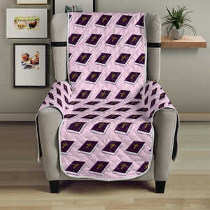 Purple Holy Bible Pattern Print Armchair Protector