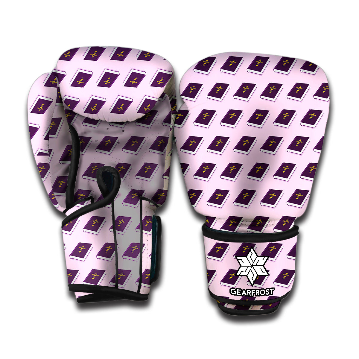 Purple Holy Bible Pattern Print Boxing Gloves