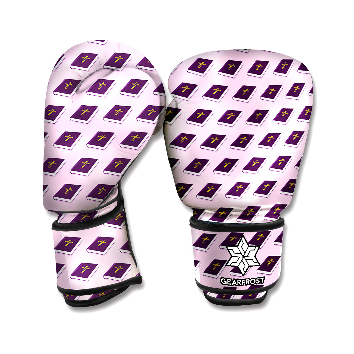 Purple Holy Bible Pattern Print Boxing Gloves