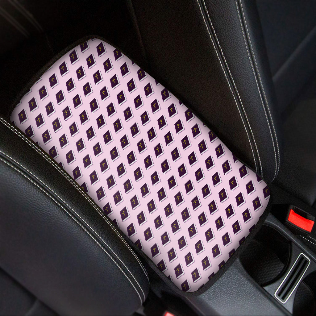 Purple Holy Bible Pattern Print Car Center Console Cover