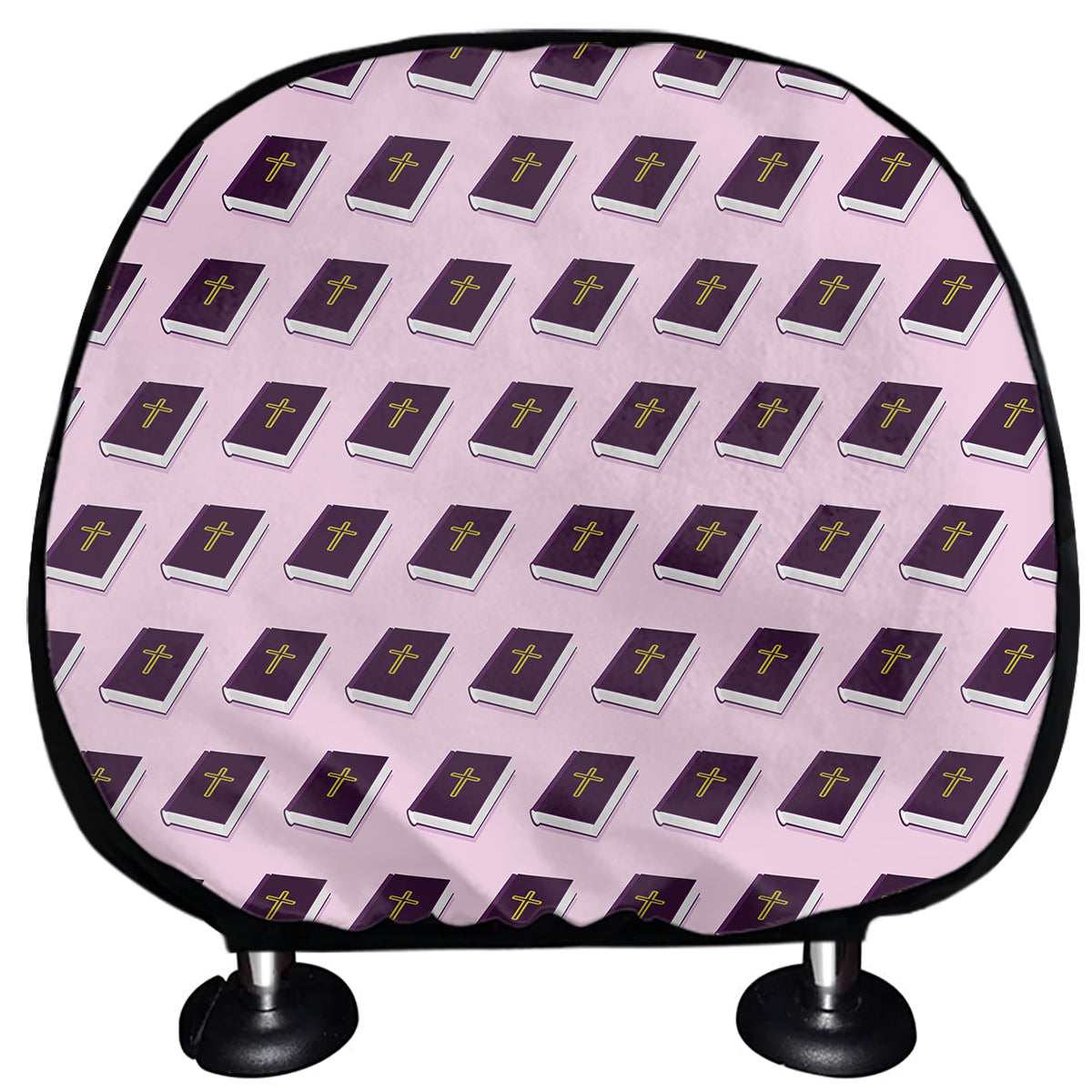 Purple Holy Bible Pattern Print Car Headrest Covers