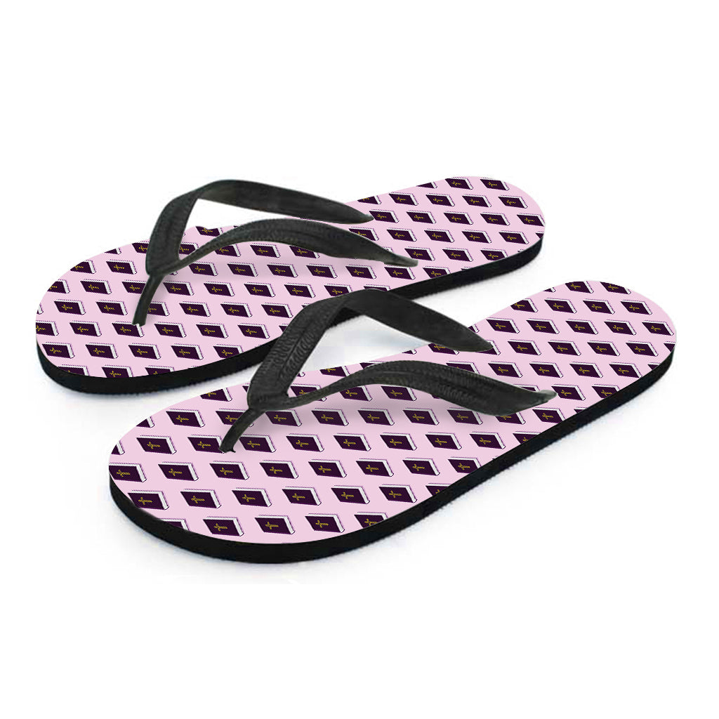 Purple Holy Bible Pattern Print Flip Flops