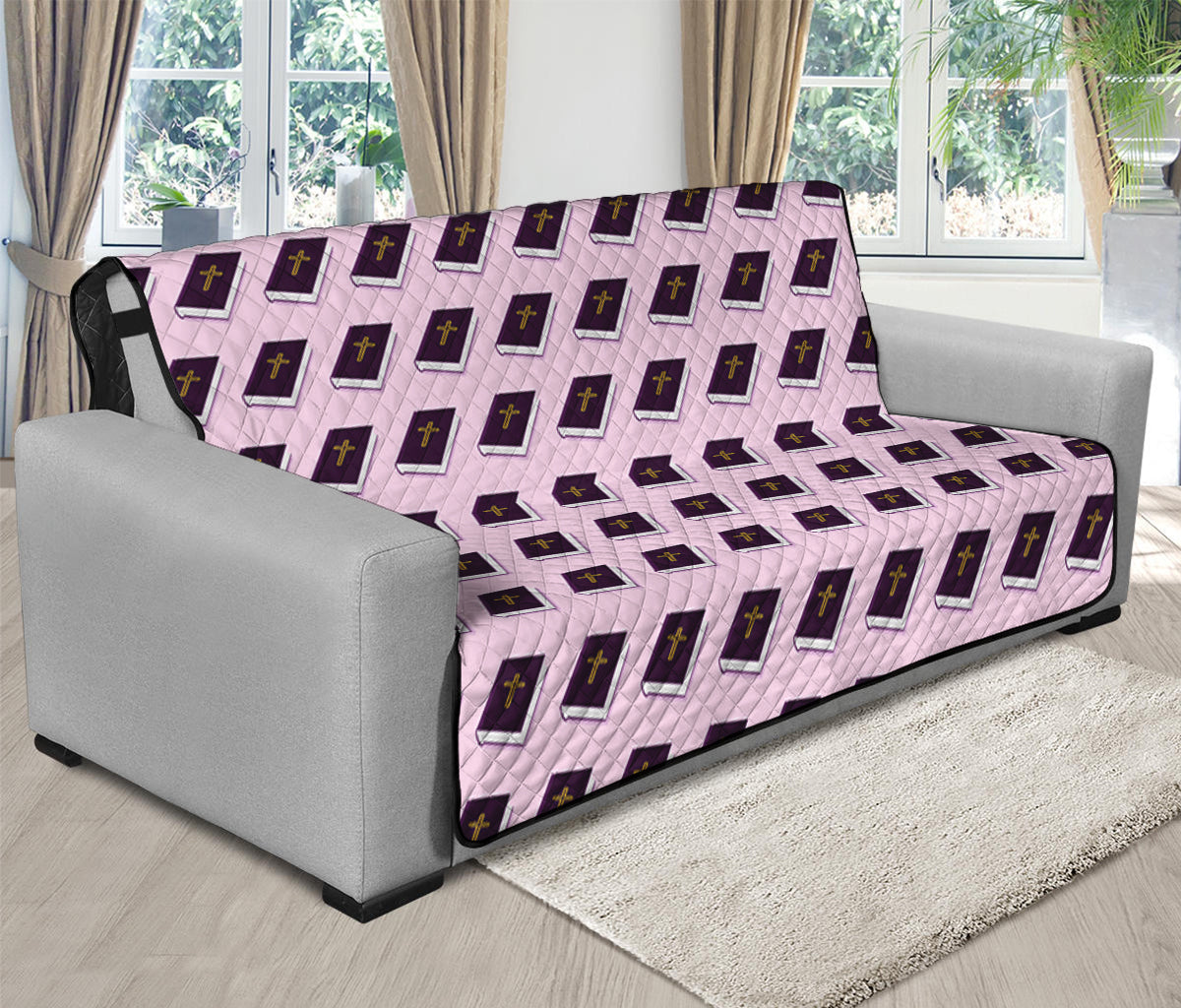 Purple Holy Bible Pattern Print Futon Protector