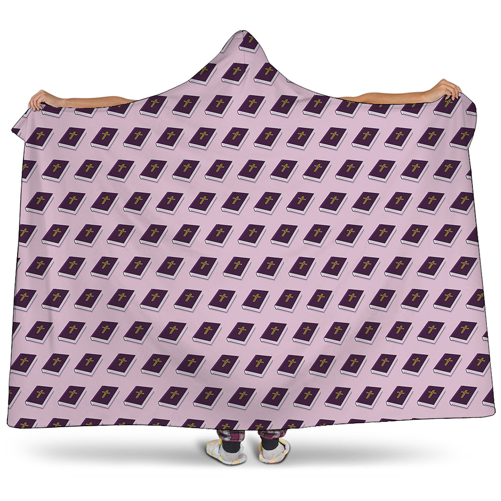 Purple Holy Bible Pattern Print Hooded Blanket