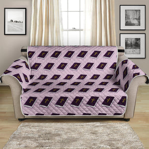 Purple Holy Bible Pattern Print Loveseat Protector