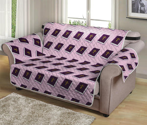 Purple Holy Bible Pattern Print Loveseat Protector