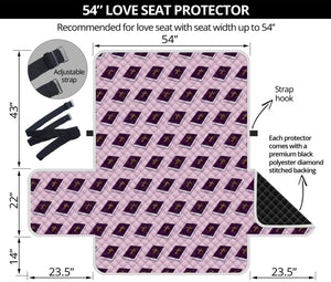 Purple Holy Bible Pattern Print Loveseat Protector