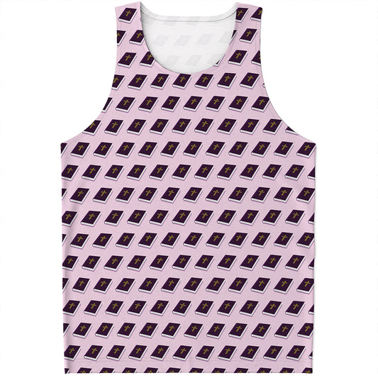 Purple Holy Bible Pattern Print Men's Tank Top
