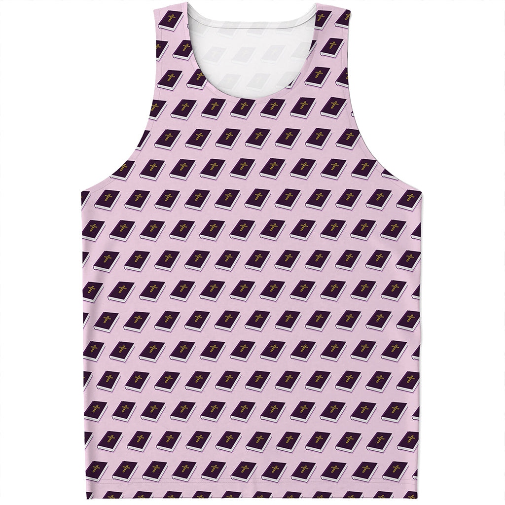 Purple Holy Bible Pattern Print Men's Tank Top