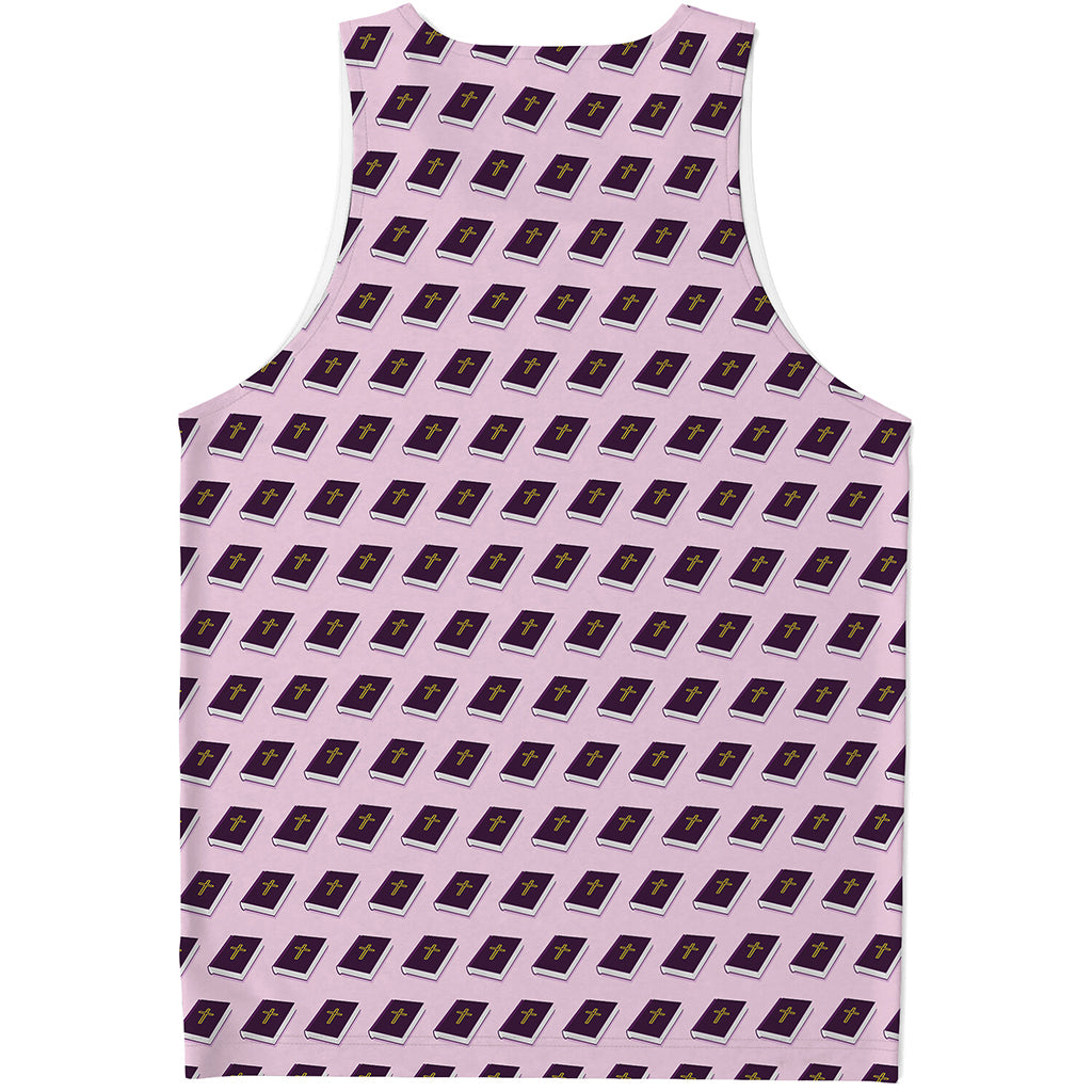 Purple Holy Bible Pattern Print Men's Tank Top