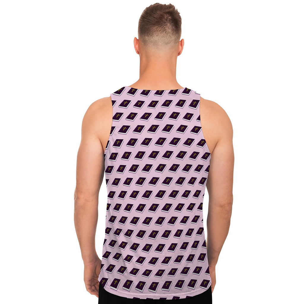 Purple Holy Bible Pattern Print Men's Tank Top