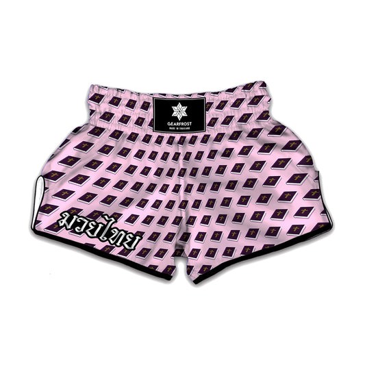 Purple Holy Bible Pattern Print Muay Thai Boxing Shorts