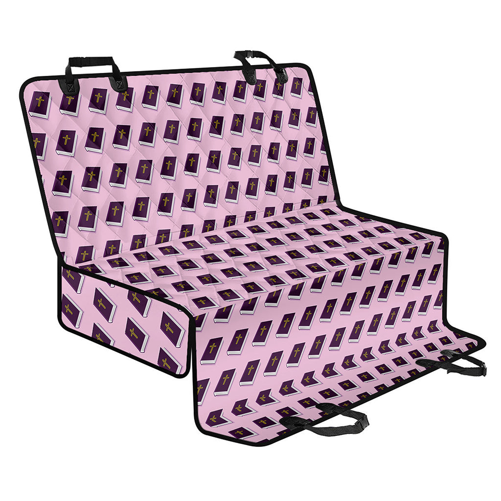 Purple Holy Bible Pattern Print Pet Car Back Seat Cover