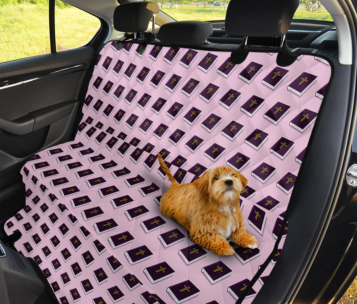 Purple Holy Bible Pattern Print Pet Car Back Seat Cover