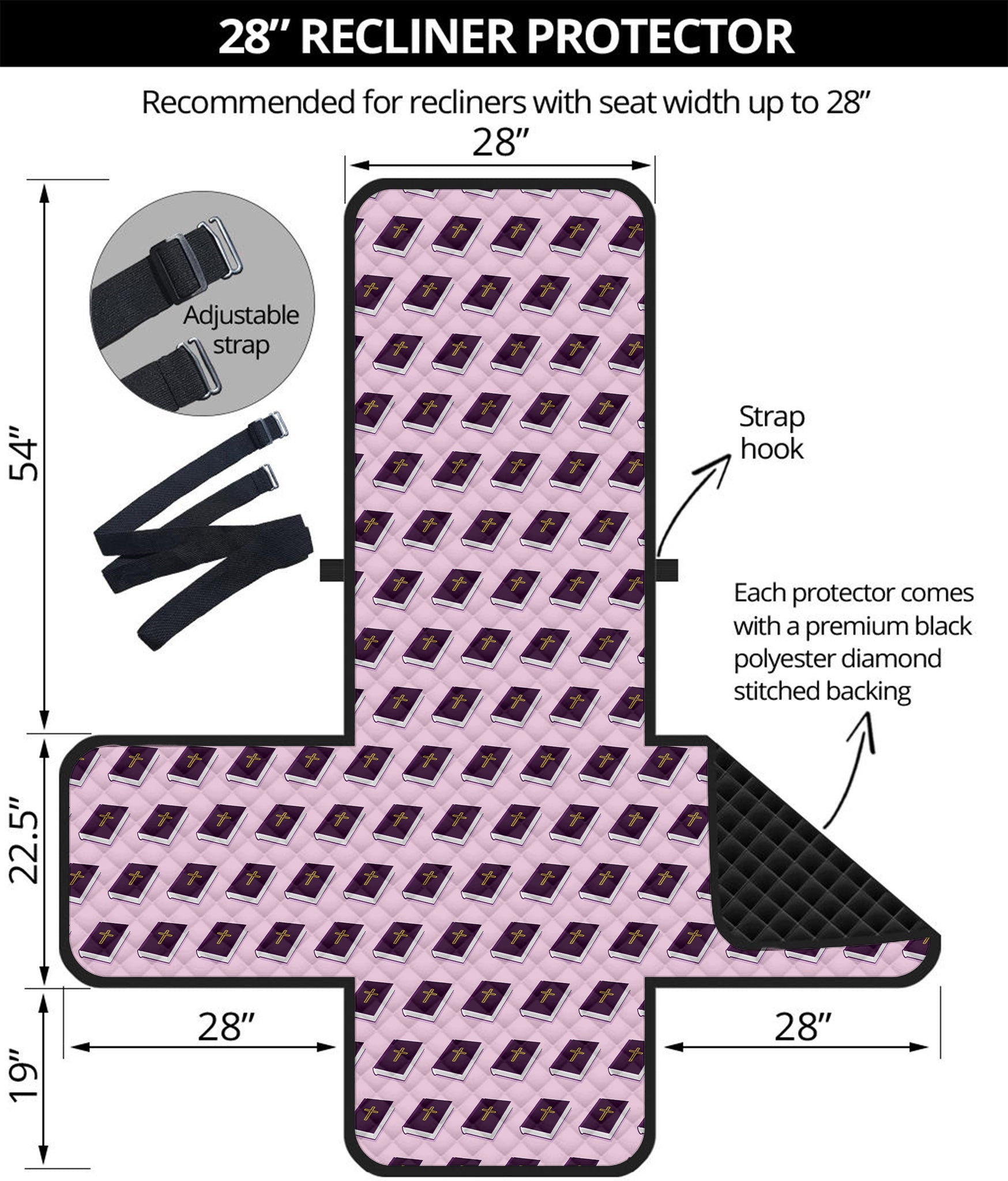 Purple Holy Bible Pattern Print Recliner Protector