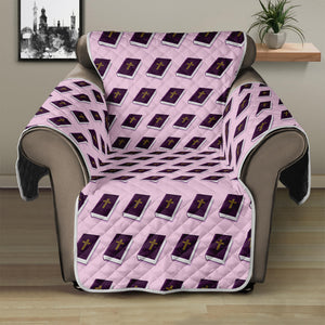 Purple Holy Bible Pattern Print Recliner Protector